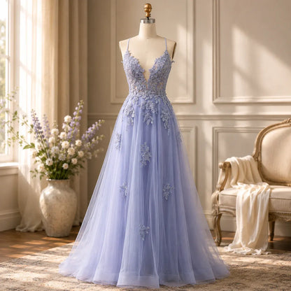 Lace-Up Formal Evening Gown for Women's Prom Occasions