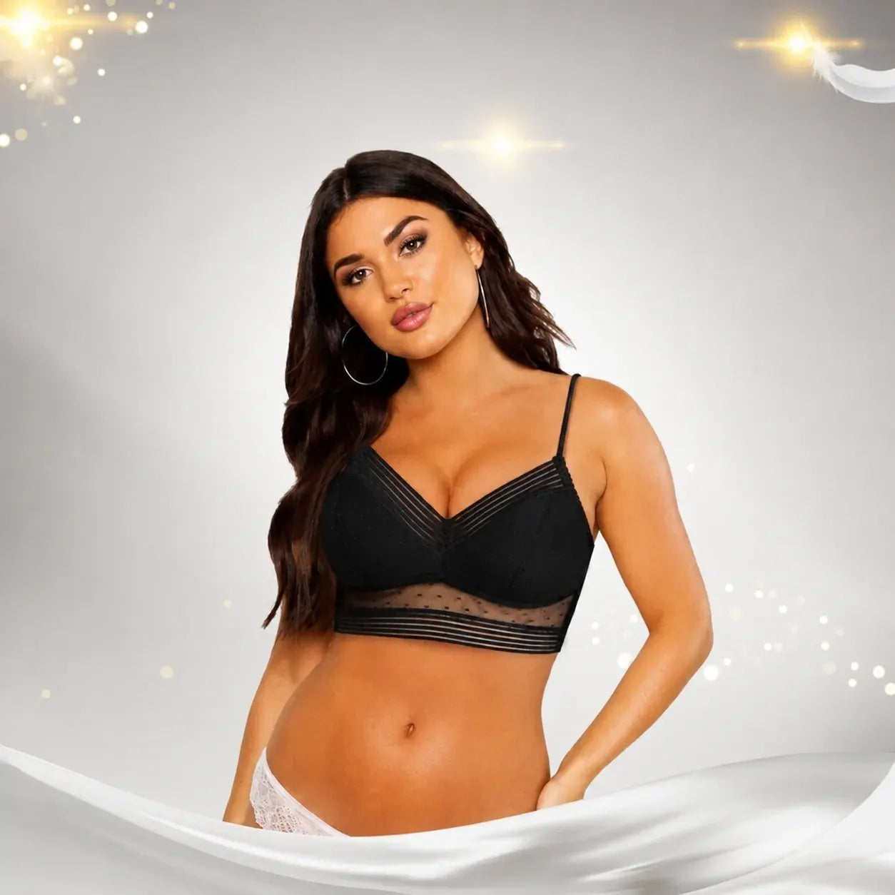 Lace V-Neck Wireless Bralette for Women with Thin Straps