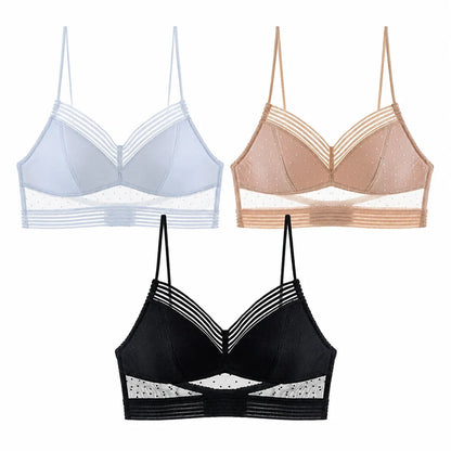 Lace V-Neck Wireless Bralette for Women with Thin Straps