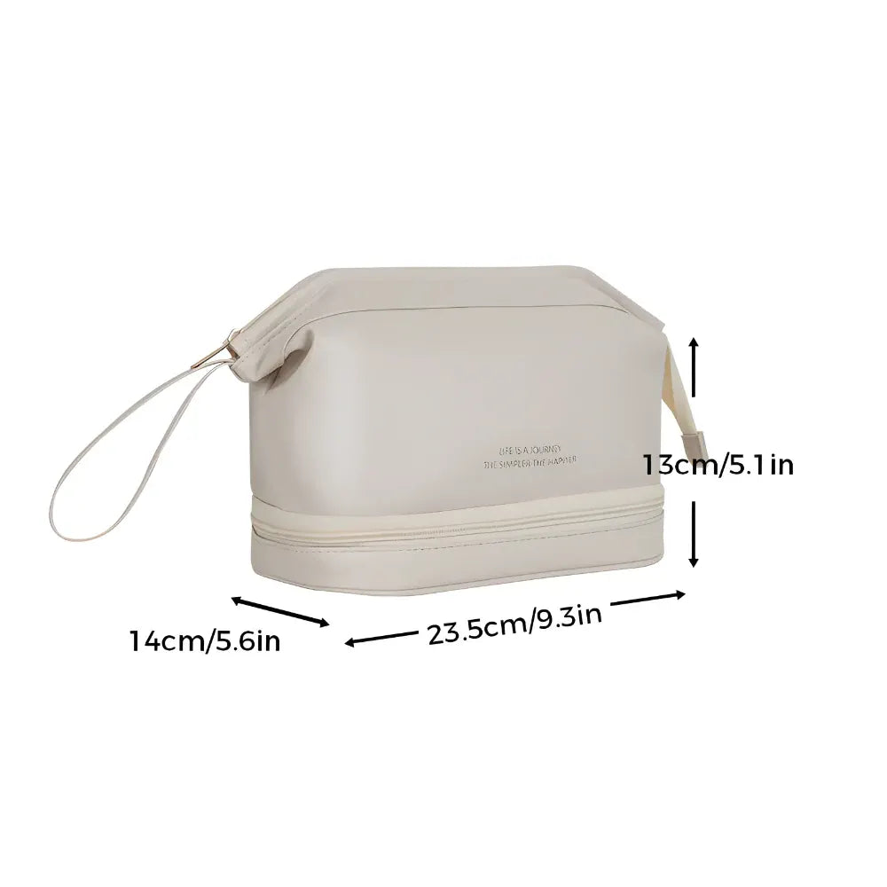 Large Capacity PU Cosmetic Travel Pouch with Hard Shell Organizer Case