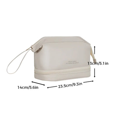 Large Capacity PU Cosmetic Travel Pouch with Hard Shell Organizer Case