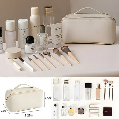 Large Capacity PU Cosmetic Travel Pouch with Hard Shell Organizer Case