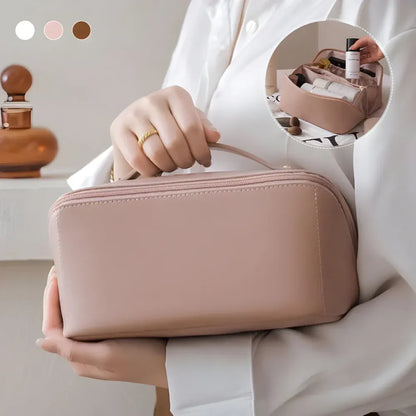 Large Capacity PU Cosmetic Travel Pouch with Hard Shell Organizer Case