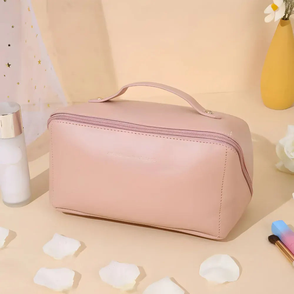 Large Capacity PU Cosmetic Travel Pouch with Hard Shell Organizer Case
