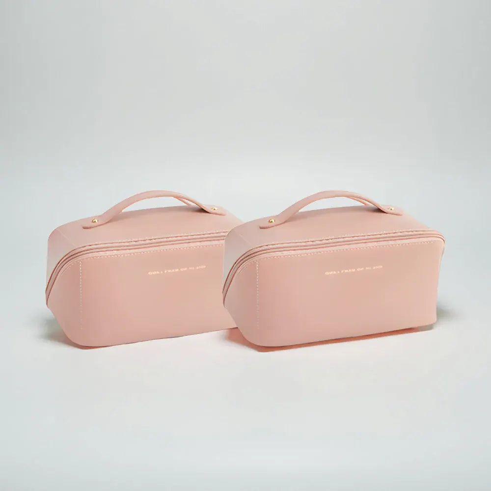 Large Capacity PU Cosmetic Travel Pouch with Hard Shell Organizer Case