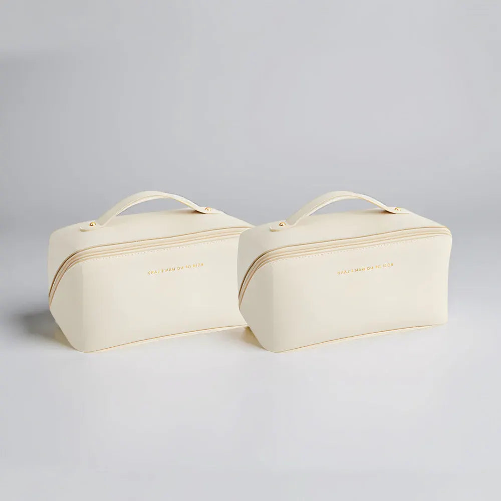 Large Capacity PU Cosmetic Travel Pouch with Hard Shell Organizer Case