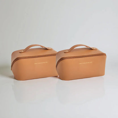 Large Capacity PU Cosmetic Travel Pouch with Hard Shell Organizer Case