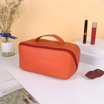 Large Capacity PU Cosmetic Travel Pouch with Hard Shell Organizer Case