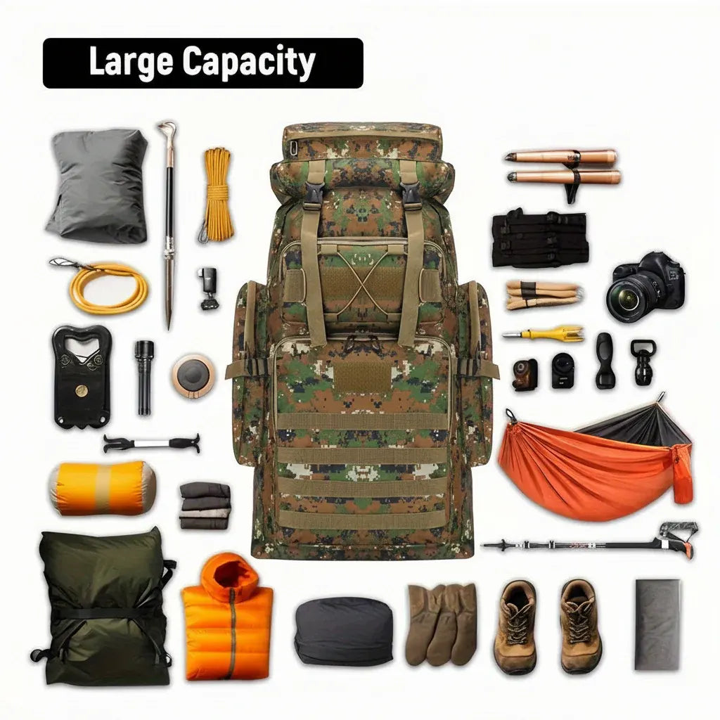Large Capacity Tactical Hiking Daypack for Outdoor Travel
