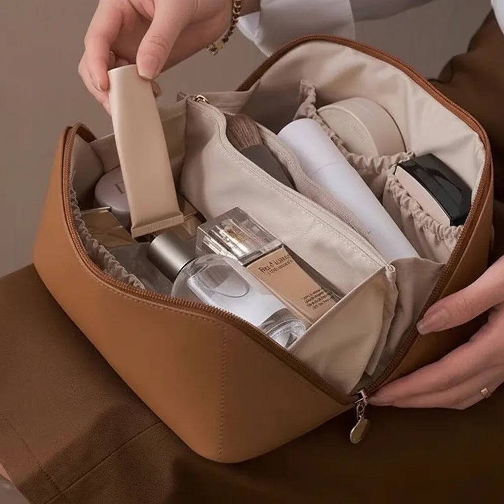 Large Capacity Travel Makeup Pouch Cosmetic Toiletry Storage Case