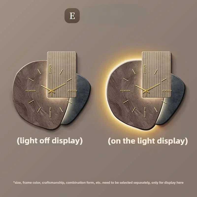 Large Modern Wall Clock with Silent Quartz Movement & LED Illumination