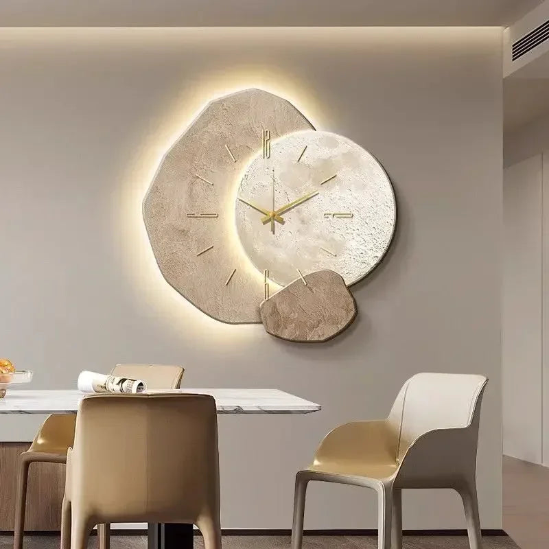 Large Modern Wall Clock with Silent Quartz Movement & LED Illumination