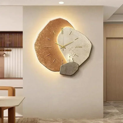 Large Modern Wall Clock with Silent Quartz Movement & LED Illumination
