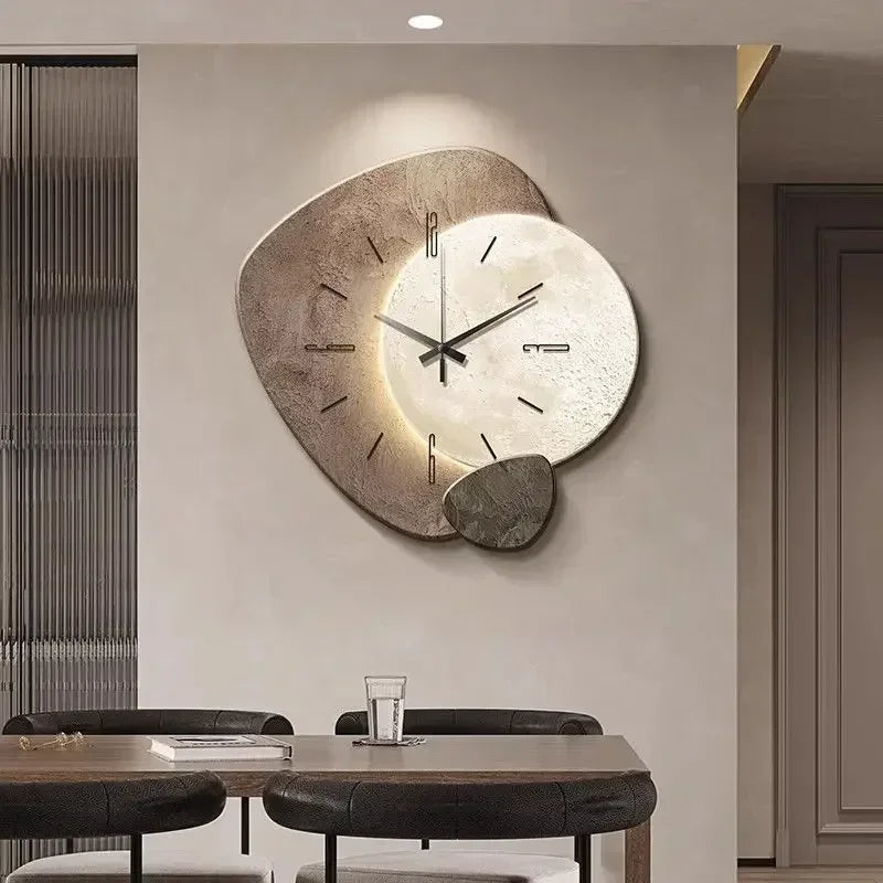 Large Modern Wall Clock with Silent Quartz Movement & LED Illumination