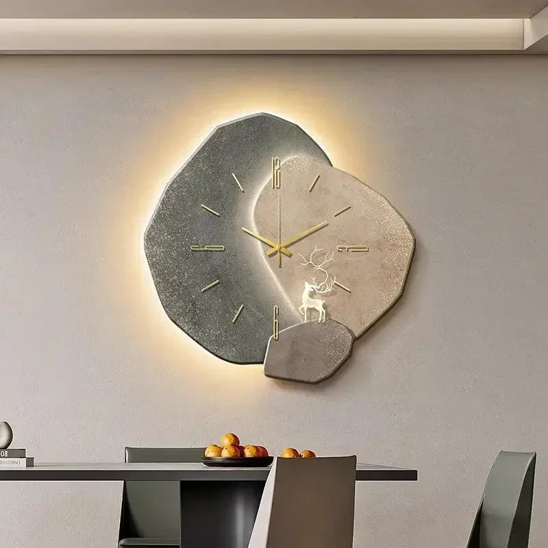 Large Modern Wall Clock with Silent Quartz Movement & LED Illumination