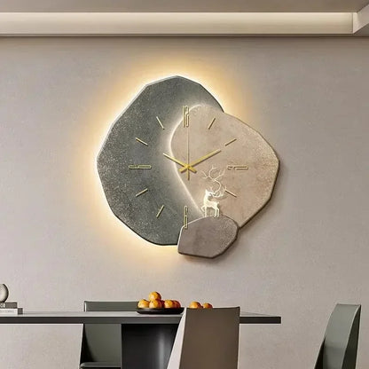 Large Modern Wall Clock with Silent Quartz Movement & LED Illumination