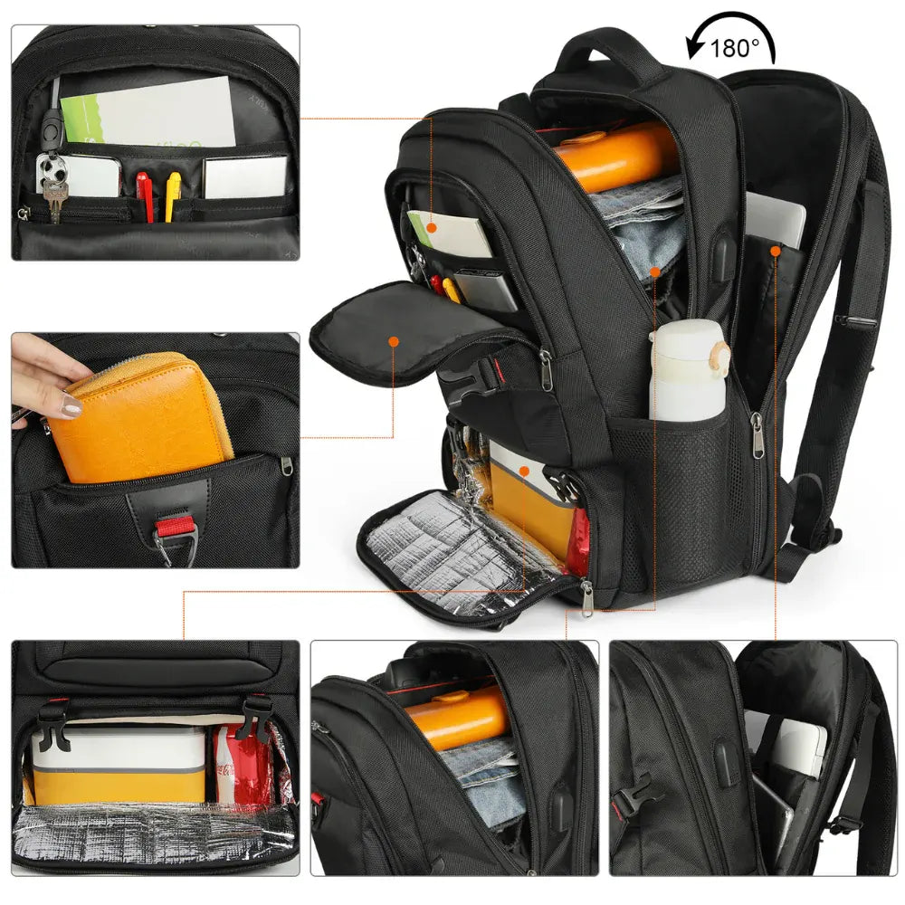 Large Travel Backpack with Insulated Compartment and Laptop Organizer
