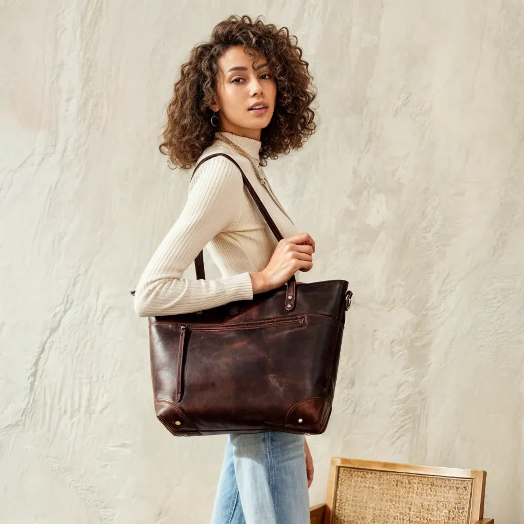 Large Zip-Top Tote Handbag for Women