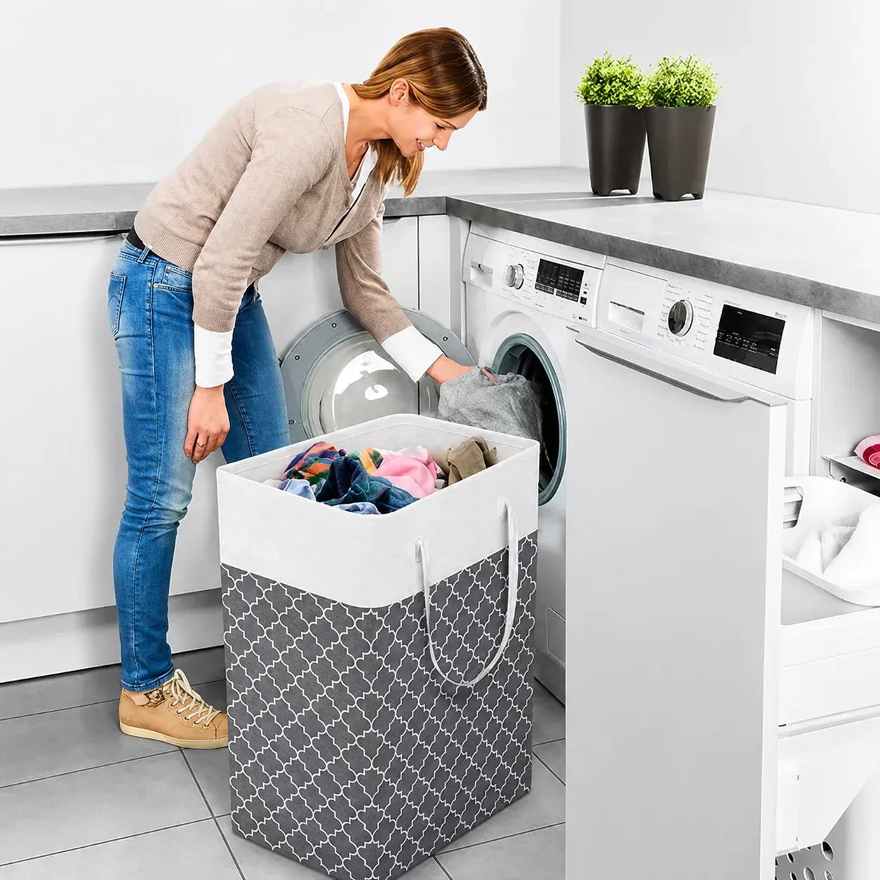Lauva 75L Waterproof Foldable Laundry Hamper with Carry Handles