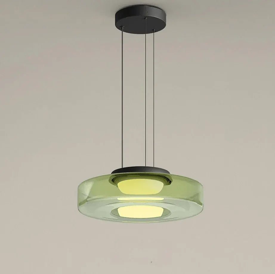Layered Glass LED Pendant Light in Bauhaus Design – Modern Hanging Lamp