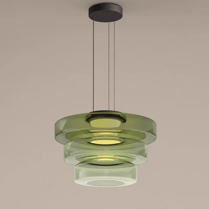 Layered Glass LED Pendant Light in Bauhaus Design – Modern Hanging Lamp