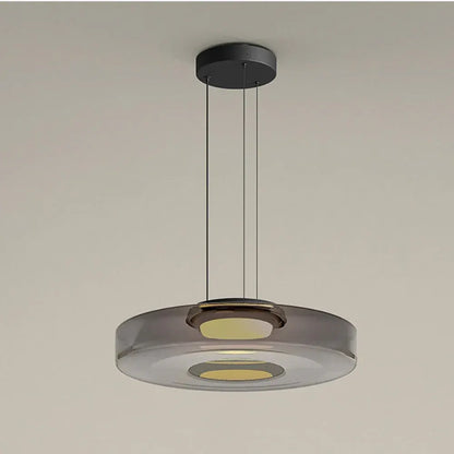 Layered Glass LED Pendant Light in Bauhaus Design – Modern Hanging Lamp
