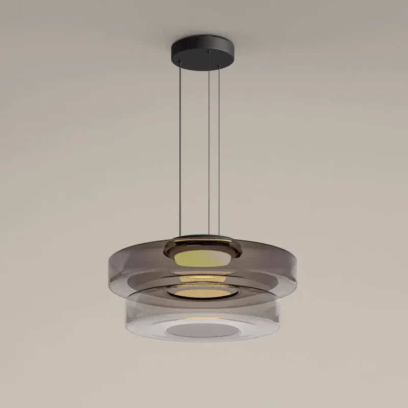 Layered Glass LED Pendant Light in Bauhaus Design – Modern Hanging Lamp