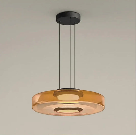 Layered Glass LED Pendant Light in Bauhaus Design – Modern Hanging Lamp