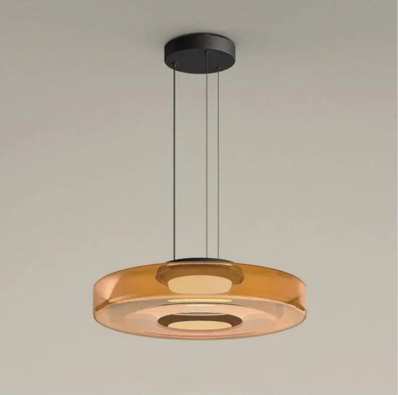 Layered Glass LED Pendant Light in Bauhaus Design – Modern Hanging Lamp