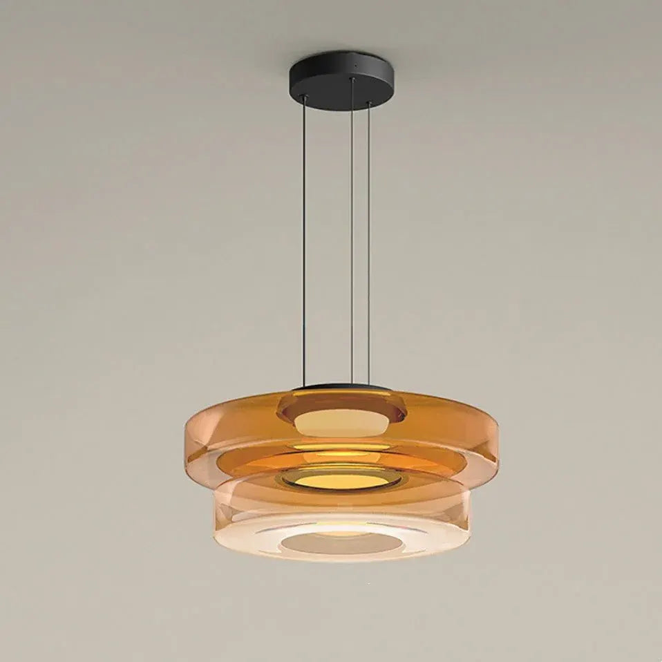 Layered Glass LED Pendant Light in Bauhaus Design – Modern Hanging Lamp