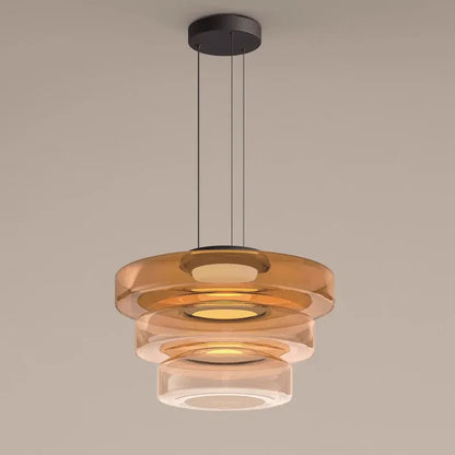 Layered Glass LED Pendant Light in Bauhaus Design – Modern Hanging Lamp