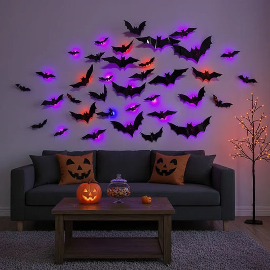 LED Bat Silhouette Wall Light Halloween Decor Display