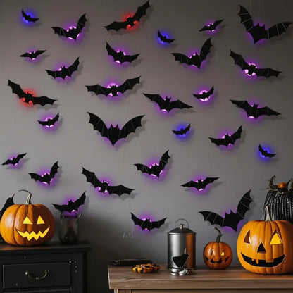 LED Bat Silhouette Wall Light Halloween Decor Display