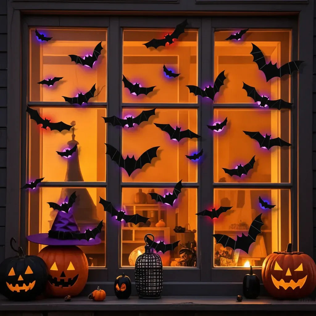 LED Bat Silhouette Wall Light Halloween Decor Display