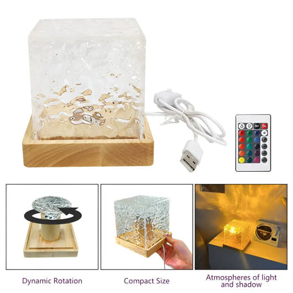 LED Color-Changing Cube Night Light Projector Lamp