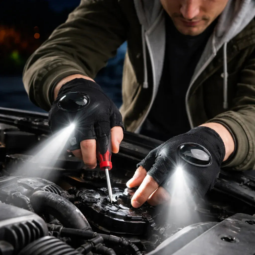 LED Finger Light Flashlight Gloves for Outdoor Work Tasks