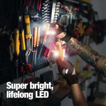 LED Finger Light Flashlight Gloves for Outdoor Work Tasks