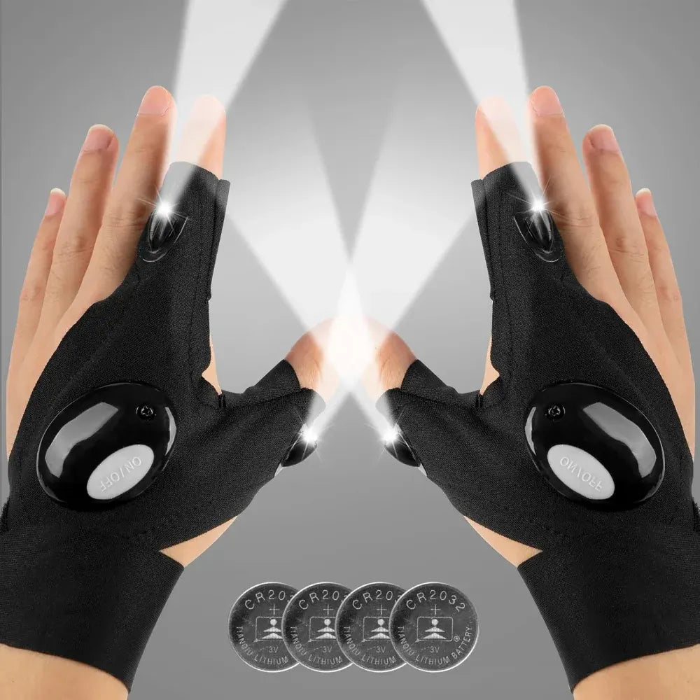 LED Finger Light Flashlight Gloves for Outdoor Work Tasks