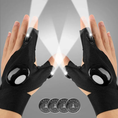 LED Finger Light Flashlight Gloves for Outdoor Work Tasks