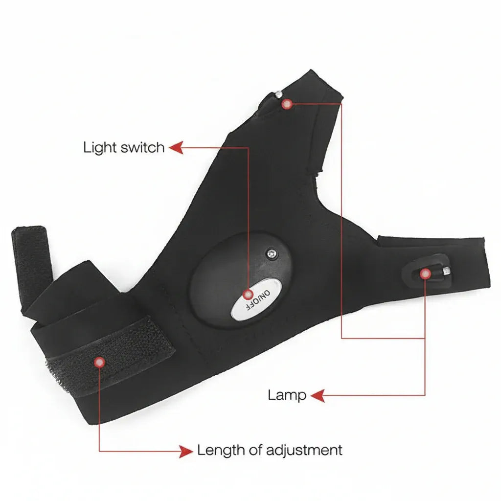 LED Fingerless Flashlight Gloves for Camping & Fishing