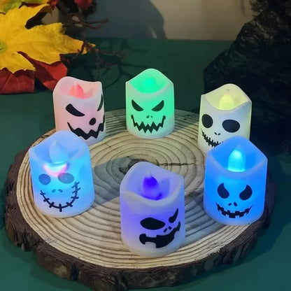LED Flameless Pumpkin Tea Light Candles - Halloween Decor Set