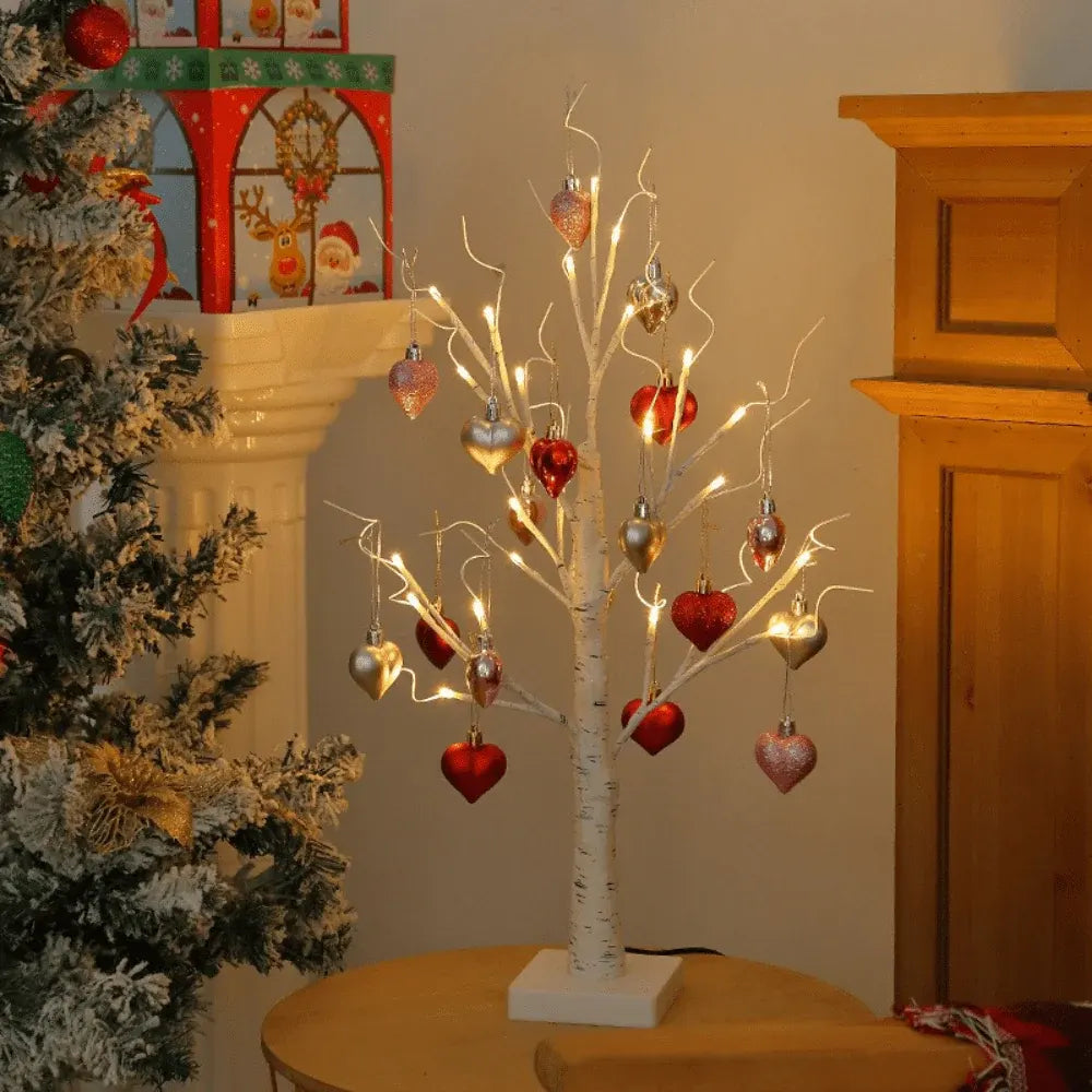 LED Heart-Shaped Valentine Tree Ornament Table Lamp