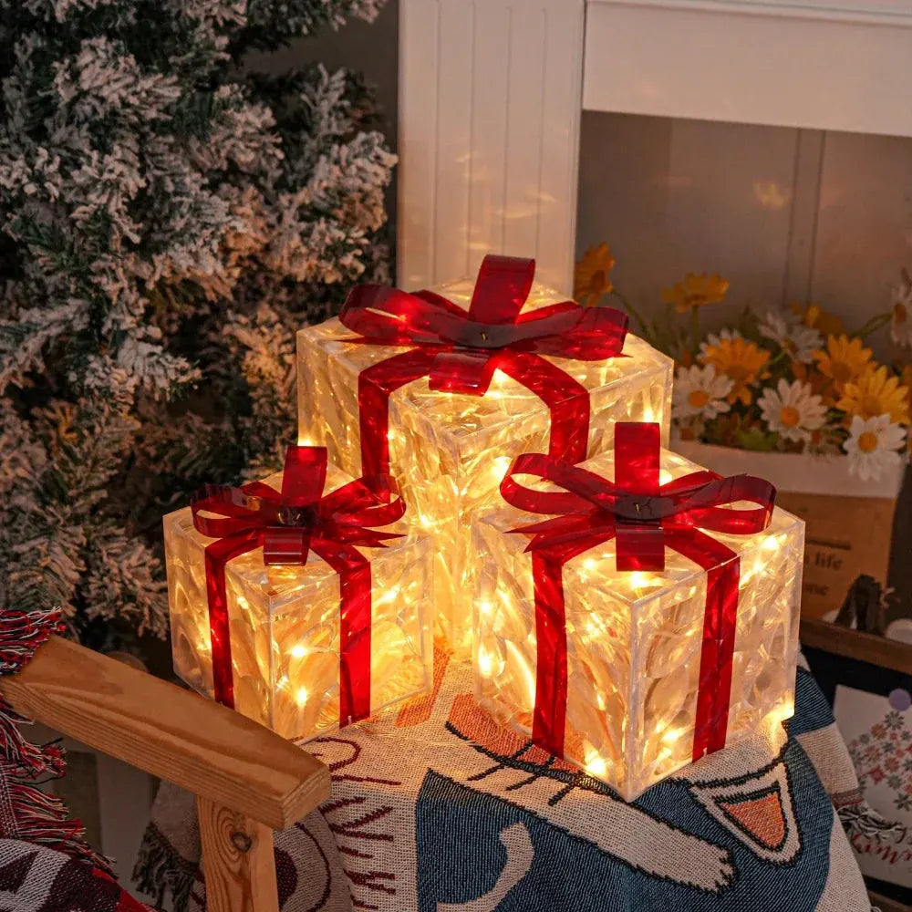 LED Holiday Yard Decor Gift Box Set - Christmas Lights