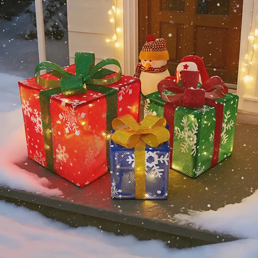 LED Holiday Yard Decor Gift Box Set - Christmas Lights