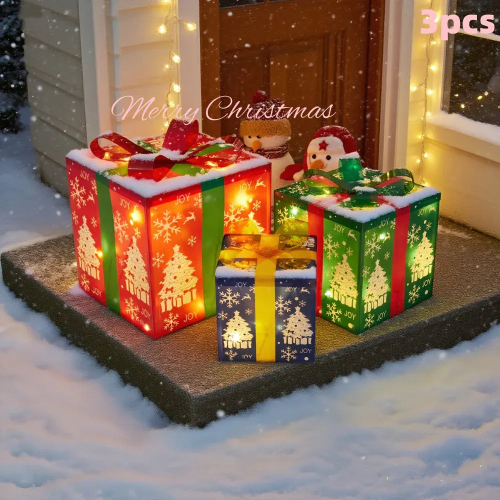 LED Holiday Yard Decor Gift Box Set - Christmas Lights