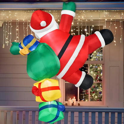 LED Lighted Santa Claus Climbing Ladder Inflatable Outdoor Christmas Decoration