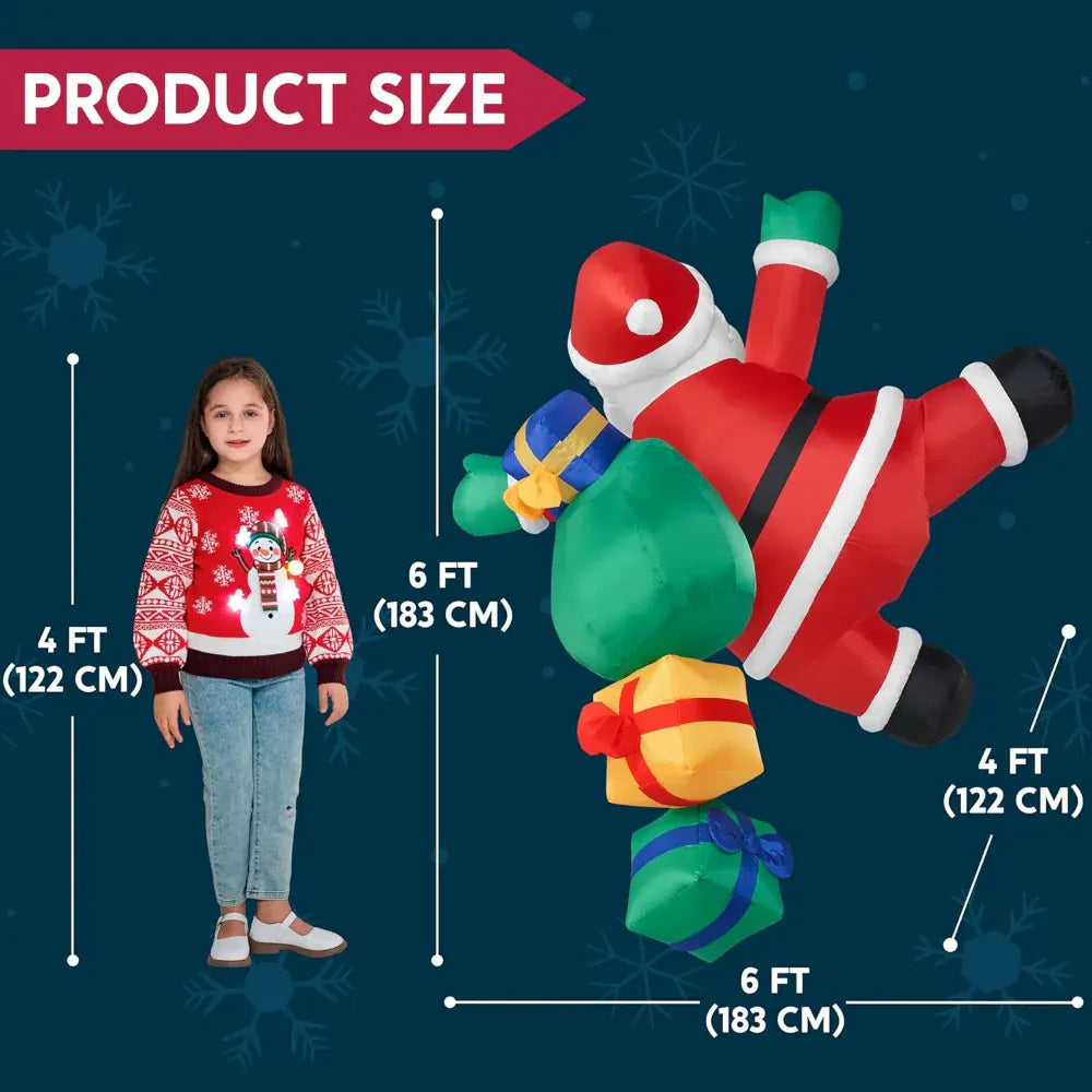 LED Lighted Santa Claus Climbing Ladder Inflatable Outdoor Christmas Decoration
