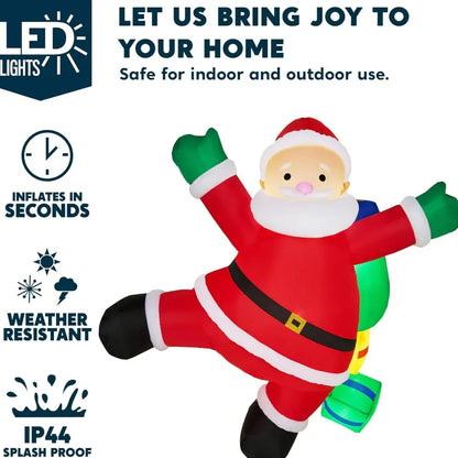 LED Lighted Santa Claus Climbing Ladder Inflatable Outdoor Christmas Decoration