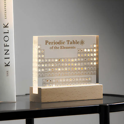 LED-Lit Periodic Table Display with Real Elements in Acrylic Frame