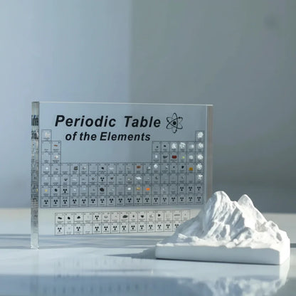 LED-Lit Periodic Table Display with Real Elements in Acrylic Frame